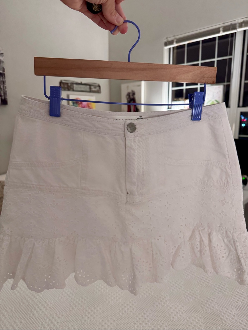 Altar'd State White Eyelet Ruffle Mini Skirt